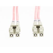 0.5m LC-LC OM3 Multimode Fibre Optic Patch Lead: Salmon Pink_1