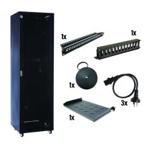 Server Rack bundle - Tidey Rack Bundle A | 42RU, Shelf, Cable Managment, Hook & Loop, Patch Panel And Power Cords