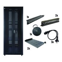 Server Rack bundle - Tidey Rack Bundle B | 42RU, 2 x Shelves, 2 x Cable Management, Hook and Loop, Patch Panel and 3 x Power Cables